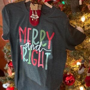 Merry and Bright  Christmas Graphic Tee/
Boutique/Teacher Gift/Holiday Shirt
